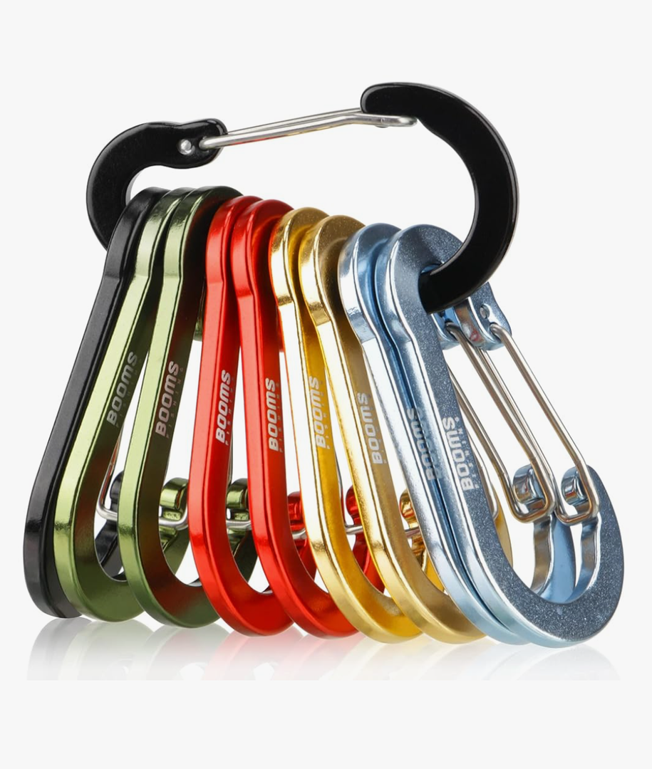 Booms Fishing CC5 Multi-Use Carabiner Clips, 10 Pack 2.7" Small Caribeener Clips, Mini Keychain Aluminum Caribeaner Clip