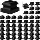50 Pcs Iron Baluster Shoes 1/2 Inch Stair Flat Shoe with Screw Satin Black Metal Spindle Railing Square Scroll Basket Twist Knuckle Staircase Balusters for Staircase Baluster