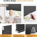 LazBlinds Cordless Cellular Shades, Blackout Privacy Honeycomb Shades for Home, Thermal Insulation Noise Reduction Blinds for Windows, 23'' W x 64'' H, Black