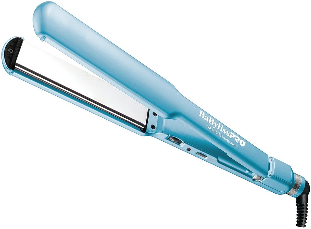 BabylissPRO Nano Titanium Ultra-Thin Hair Straightener, Professional Flat Iron For All Hair Types (1.5 Inch, Blue)