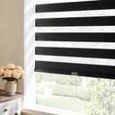 Cordless Zebra Blinds for Indoor Windows,17" W x 72" H,Black | Light Filtering Free-Stop Roller Shades,Dual Layer Day & Night Privacy,Pull Down Door Blinds for Home Office,Easy Install