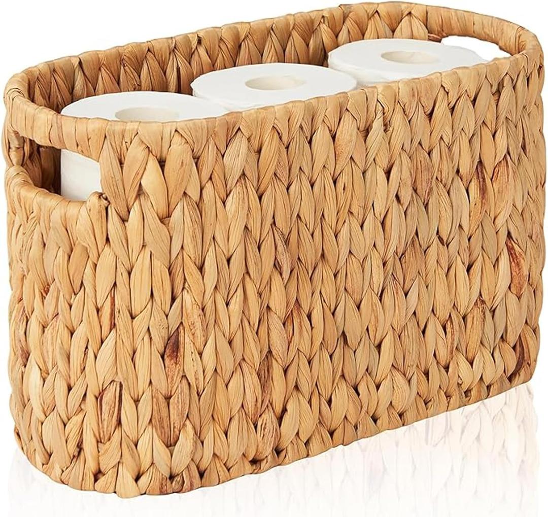 Toilet Paper Basket, Over the Toilet Storage for Tank, Slim 6.5" W  9.45" D Holds 6 Rolls, Fits Narrow Tub Gaps for Bathroom, Kitchen & Home