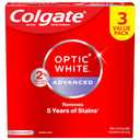 Colgate Optic White Advanced Hydrogen Peroxide Toothpaste, Teeth Whitening Toothpaste Pack, Enamel-Safe Formula, Helps Remove Tea, Coffee, and Drink Stains, Sparkling White, 3 Pack, 3.2 oz (9.6 Ounce (Pack of 1))