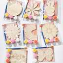 Saypacck 24 Pcs Groovy Boho Hippie Party Favors Wooden Painting Craft Kits Birthday Party Supplies with Organza Bag for Goodie Bags Fillers Adult Thank You Gifts