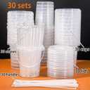 30 Sets - 34 oz Plastic Cups with Lid and Straw, Disposable Coffee Cups with Lids for Iced Coffee, Smoothie, Milkshake, Cold & Hot Drinks, Sturdy/Food Safe/Reusable Clear Party Cups for Pool, Beach Party