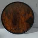 18" Extra Large Round Black Walnut Wood Ottoman Tray with Handles