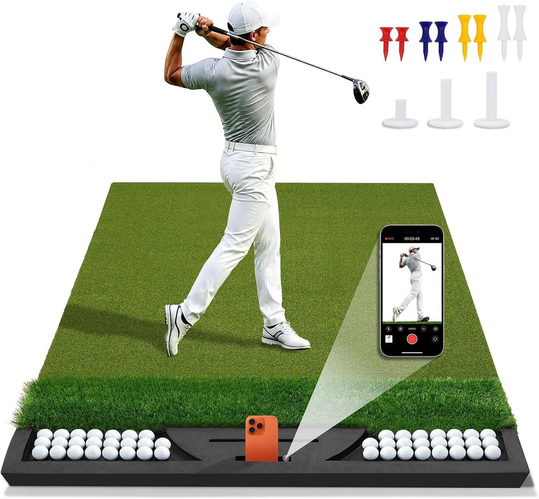 Fanshaw Premium Dual-Turf Golf Mat with Ball Tray & Phone Slot (5x4/6x4ft), 6x 4 ft - 1.57"