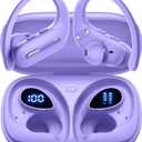 Wireless Earbuds V5.3 Bluetooth Headphones 90 Hrs Playtime Earbuds with Wireless Charging Case Power Display Over-ear Earphones with Earhooks Waterproof Stereo Headset for Android phone Workout Purple