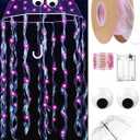Paterr Halloween DIY Jellyfish Costume Set Including Clear Bubble Umbrella LED String Lights Ribbons Googly Eyes (Pink)