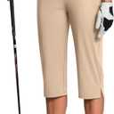 ISEEGZ 15"/18"/21"/27" Capri Pants for Women High Waist Stretch Women's Golf Capris for Summer with Pockets Work Casual (Beige)