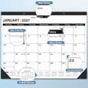 Desk Calendar 2026-2027,July 2026 to December 2027,Desk calendar 2026-2027 Large 22x17, Classroom Calendar 2027 with PVC Cover,Round Holes& NOTES List (Black),18 Months Calender 2027, JUL-2025-1PCS