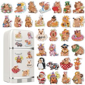 Liliaafar 30 Pcs Diamond Painting Magnets Set Diamond Art Magnets for Fridge Refrigerator Magnetic Stickers for DIY Crafts 5D Gem Rhinestones Art Painting Kits for Adults Beginners(Capybara)
