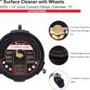 Tool Daily 15 Inch Pressure Washer Surface Cleaner with 3 Wheels, 2 Extension Wands, Surface Cleaner for Pressure Washer Attachment for Concrete, Driveway, Sidewalk, Patio, 3600 PSI