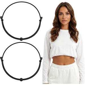 2Pcs Crop Top Tuck Band Women, Tuck Band Tool Adjustable Belt for Women Elastic Stretch Waist Belts for Tucking Shirt (Black)
