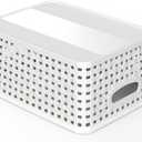 WYT 12-Pack Plastic Small Shelf Storage Weave Baskets for Organizing, White