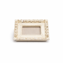 Wavy 5x7 Picture Frame White with Gold Beaded Trim, Resin Frame with Real Glass, Display 5x7 Photos Matted to 4x6, Vertical and Horizontal Desk Tabletop or Wall Hanging