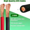 2 Gauge Battery Cable Copper Wire, 20FT Red+20FT Black 2 AWG Welding Cable Standard USA OFC Wire for Automotive, Battery, Solar, Marine and Generator