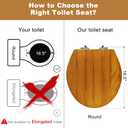 Angol Shiold Round Soft Close Decorative Natural Solid Wood Toilet Seat