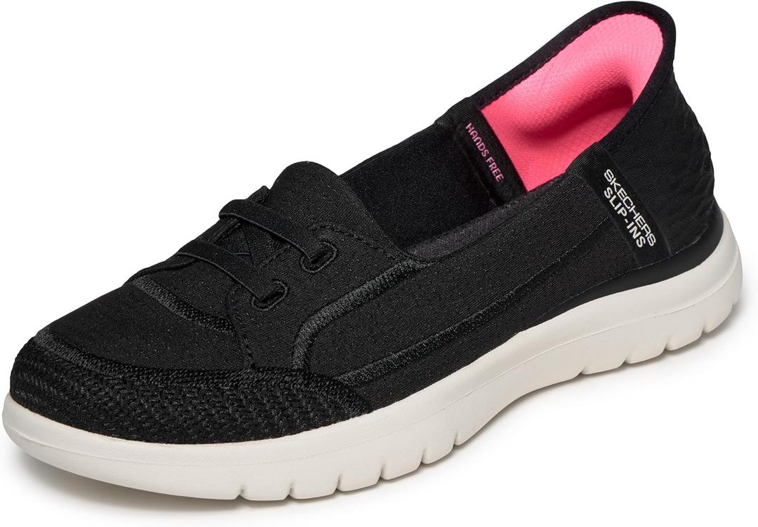 Skechers Women's On-the-GO Flex - Top Notch Slip-In Sneakers (11, Black/White)