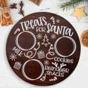Santa Cookie Plate Treat Santa Christmas Wooden Round Tray Xmas Eve Cookies Milk Reindeer Snacks Cute Platter Mat Wood Plates Board for Christmas Decorations Supplies (Brown)