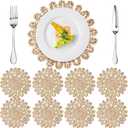 Set of 8 Ruffled Woven Corn Husk Placemats 11.8'' Boho Farmhouse Placemats for Tabletop Decor Elegant Dining Wedding Christmas Thanksgiving Day Holiday Dinner Party Housewarming Gifts Daily