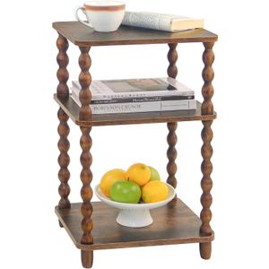 Fultyle Side Table, Small End Table with Storage Shelf, Modern Bedside Table Night Stand for Living Room, Bedroom, Office and Small Spaces (Rustic Brown)