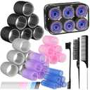 5 Size Hair Rollers for Women, 64 Pcs Self Grip Hair Rollers Hair Curlers to Sleep In with Clips for Long Medium Short Hair