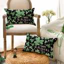 AVOIN colorlife Happy St Patricks Day Shamrock Throw Pillow Cover, 12 x 20 Inch Chalk Style Clover Cushion Case Decoration for Sofa Couch Set of 2