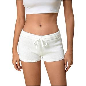 Women's Crochet Knit Mini Shorts Micro Pajama Fuzzy Shorts S
