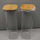 3 Pack Square Kitchen Storage Jars with Airtight Bamboo Lids and 132 Pantry Labels - 80oz Glass Canisters with Wood Lids - Food Storage Containers for Spaghetti, Pasta, Fettuccine