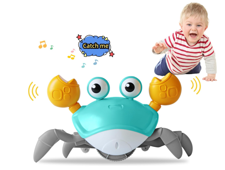 Crawling Crab Baby Toy Fantastic Creatures Toys Infant Sensory Tummy time Toys 3 4 5 6 7 8 9 10 11 12 Babies boy Girl Learning Crawl 3-6 6-12 Walking Toddler Gifts for 36 Months Old (Green)
