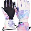 Winter Gloves Men Women Warm Waterproof Ski 5 Layer Touch Screen Snow Gloves for Cold Weather (Medium, Purple)