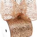 LIZLOVESS Rose Gold Glitter Mesh Wired Ribbon 4" X 10 Yards Webbed Rose Gold Sequin and Glitter Christmas Ribbon for Tree Decoration, Garlands and Swags, Home Decor, Craft Projects, Wreath Supplies