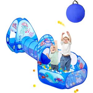 Sumbababy Play Tent and Tunnels for Kids - 3 in 1 Toddler Pop Up Playhouse Toy Indoor & Outdoor Playhouse Bundle for Girls, Boys, Babies, Infants, Pets, Cats, Dogs Gift