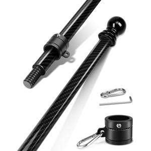 6FT Carbon Fiber Flag Pole for Outside House Black Outdoor Flagpole Heavy Duty, Never Rust, 360 Rotating Flag Rings & 304 Stainless Carabiners Included (72 Inch, Diameter 1 Inch)