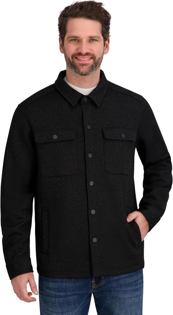 Spyder Men's Core Sweater Fleece Shirt Jacket Shacket (Black, M)