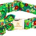 Lionheart glory St. Patrick's Day Dog Collar with Flower-Lucky Clover Shamrock Dog Bow Collar for Medium Dogs Green Spring Trefoil Dog Collar Flowers Adjustable Heavy-Duty Collar Pet Gift (Medium (Pack of 1)
