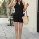 MorwenVeo Women's Summer 2 Piece Blazer Outfits Sleeveless Halter Vest Shorts Sets Sexy Casual Vacation Outfits (Black, S)