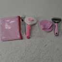 Dog Grooming Kit - Deshedding Brush for Short Hair, Slicker Brush, Flea Comb, Puppy Brush Set in Pink