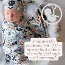 Newborn Baby Halloween Receiving Blanket Stretchy Knit Swaddle Set with Matching Headband and Beanie (Grey)