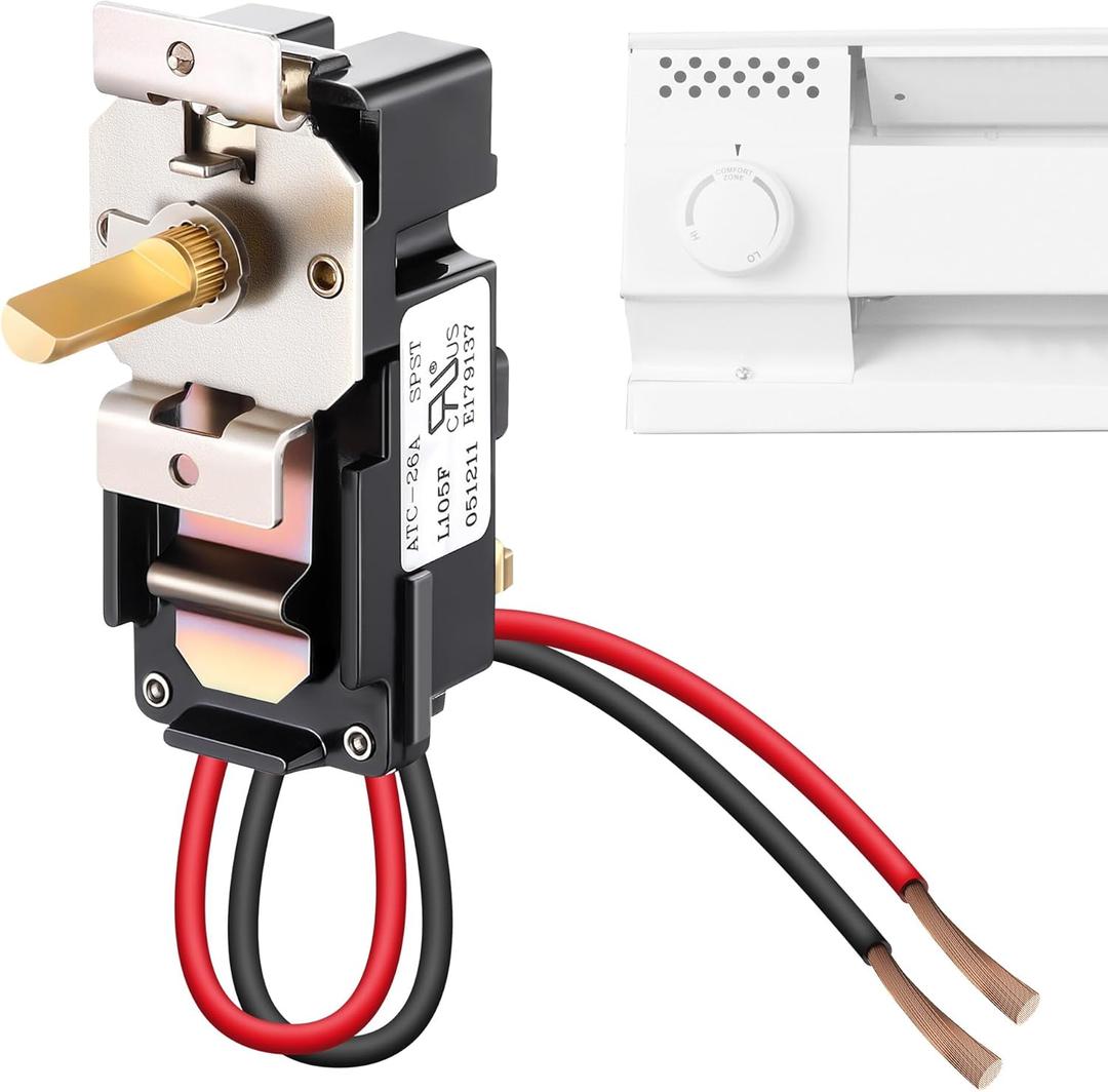 Feekoon Built in Thermostat Compatible with Cadet, Electric Baseboard Heater Thermostat, 22 Amp, 240/208/120 Volt(1 Pack, Single Pole)