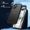 Dssairo for iPhone 15 Plus Case, with 2X Screen Protectors + 2X Camera Lens Protectors, [15FT Military Grade Protection] Anti-Fingerprints Anti-Scratch Translucent Matte Backfor (Black)