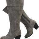 Luoika Women's Extra Wide Calf Knee High Boots, Wide Width Slouchy Knee-High Boots, Size 7, Grey