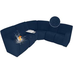 ALIECOM 100% Waterproof Recliner Sectional Couch Covers L Shape Stretch Corner Reclining Sectional Sofa Cover Washable Recliner Slipcover Protector for Dog Pet (5 Seat and 1 Console, Navy Blue)