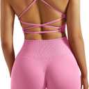 RXRXCOCO Seamless Workout Sets for Women 2 Piece Strappy Sports Bras Scrunch Butt Booty Shorts Matching Yoga Tracksuits (Medium, Light Pink)