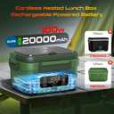 Cordless Electric Heated Lunch Box, XL 6.3Cups Rechargeable Food Warmer Lunch Box with Self Heating, Smart Timer, Adjustable Temperature, Leakproof, BPA Free, Removable Divider Green