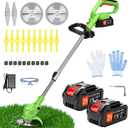 21V Cordless String Trimmer Weed Wacker with 2x4.0Ah Batteries and Charger, 4-in-1 Lawn Edger Adjustable Telescoping Pole Lightweight for Yard Garden