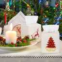 Domensi 2 Pcs Christmas Linen Tissue Box Cover 5.5 x 4.75 x 4.75 Inches Christmas Tree and Elk Tissue Box Holder Holiday Square Home Decor Xmas Embroidered Gifts for Bathroom Bedroom Living Room