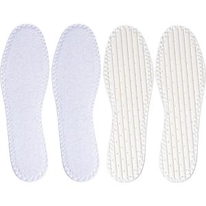 Happystep Terry Cloth Shoe Inserts - Washable Shoe Insoles & Sockless Shoe Liners for Women - Cotton Barefoot Sweat Absorption, Zero Drop Odor Control (2 Pairs White Color) Men Size 13