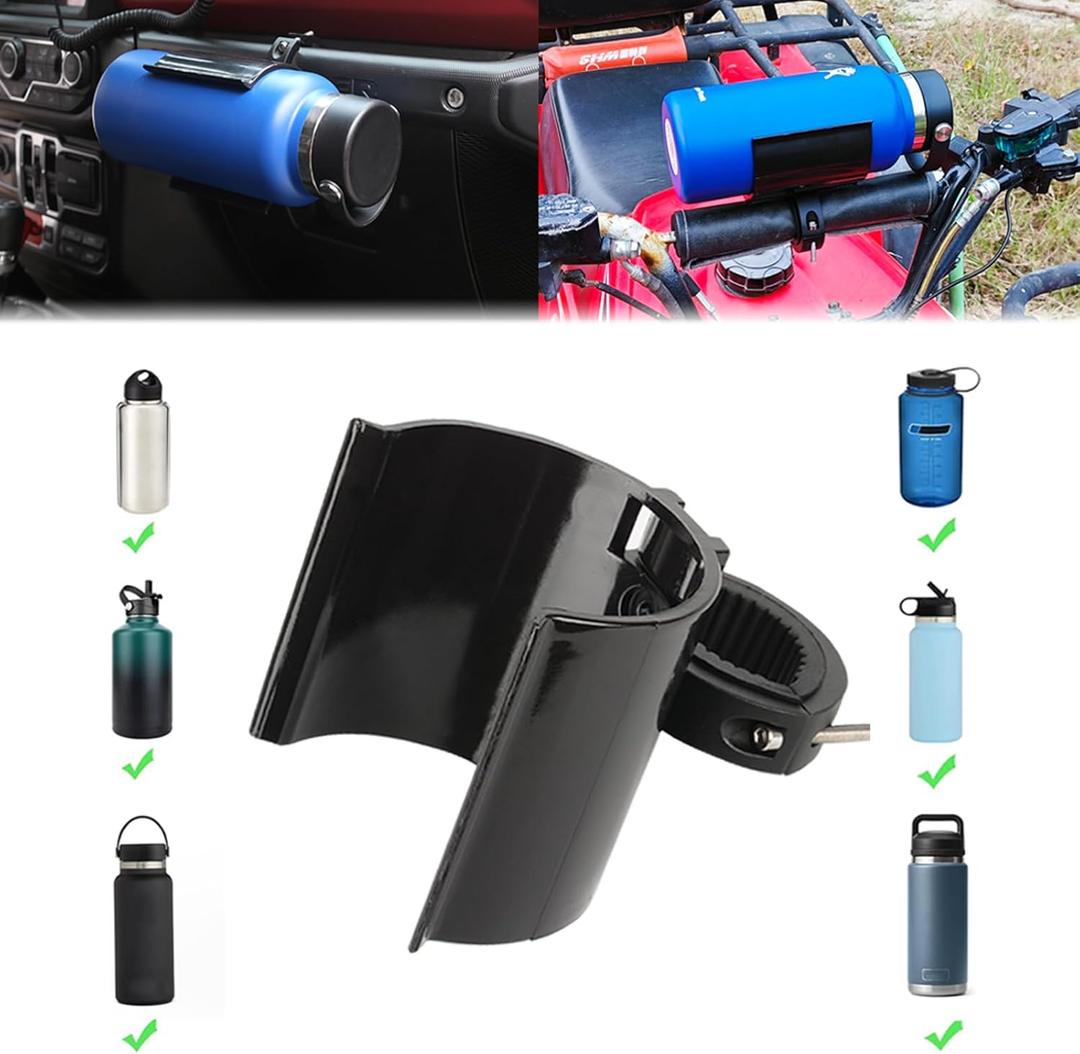 2 x Z8 Cup Holder, with Metal Clip, Replacement for UTV,ATV,Wrangler,Motorcycle,Bicycle, Boat, etc., Compatible with Yeti ramber20/26/30 oz, Hydro Flasks 32/40 oz,and Other 3.4"-3.7" Bottles (medium size)